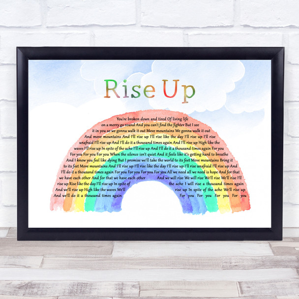 Andra Day Rise Up Watercolour Rainbow & Clouds Song Lyric Wall Art Print