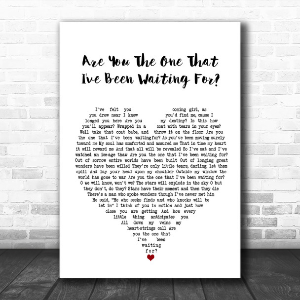 Nick Cave & The Bad Seeds Are You The One That I've Been Waiting For White Heart Song Lyric Wall Art Print