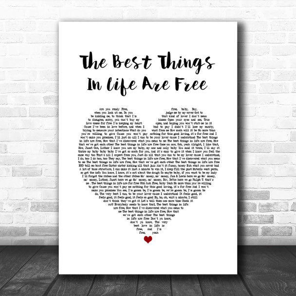 Janet Jackson The Best Things In Life Are Free White Heart Song Lyric Wall Art Print
