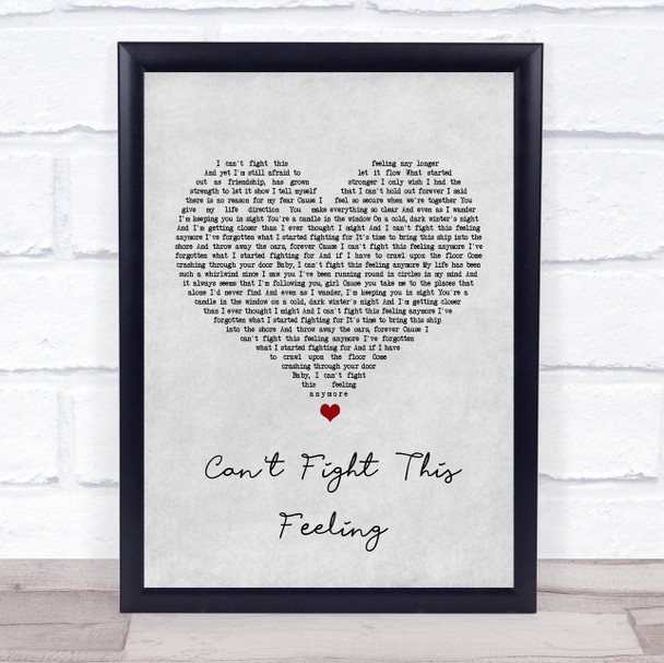 REO Speedwagon Can't Fight This Feeling Grey Heart Song Lyric Music Wall Art Print