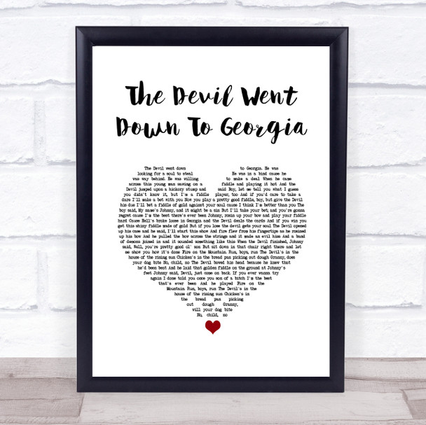 The Charlie Daniels Band The Devil Went Down To Georgia White Heart Song Lyric Wall Art Print