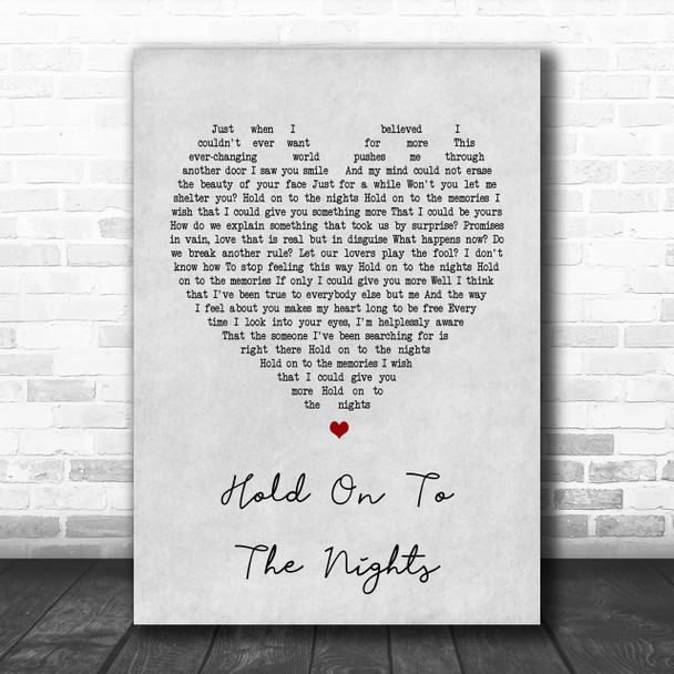 Richard Marx Hold On To The Nights Grey Heart Song Lyric Music Wall Art Print