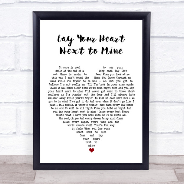 Steve Azar Lay Your Heart Next to Mine White Heart Song Lyric Wall Art Print