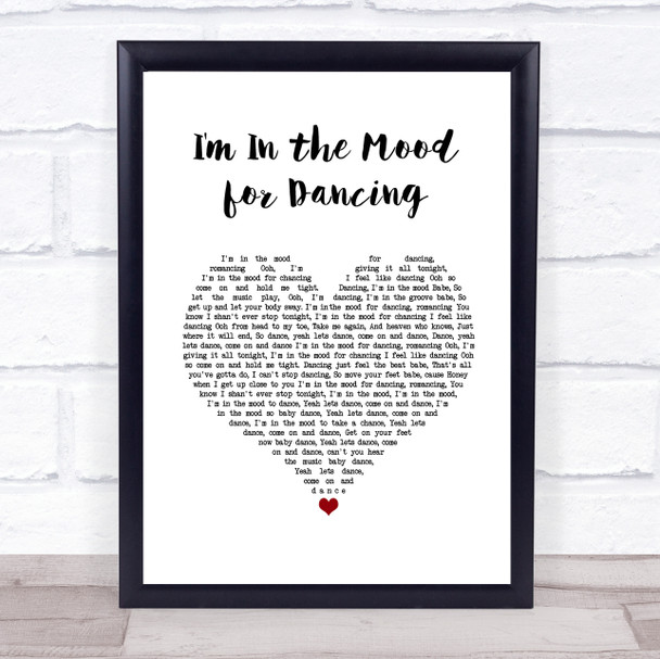 The Nolans I'm In the Mood for Dancing White Heart Song Lyric Wall Art Print