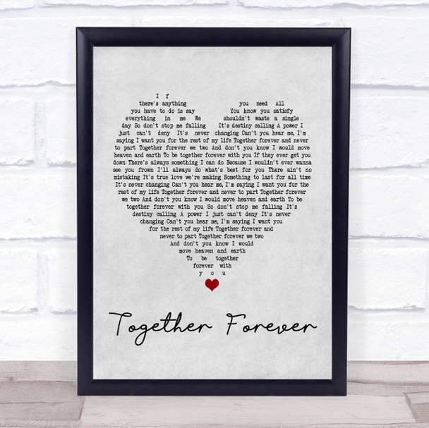 Rick Astley Together Forever Grey Heart Song Lyric Music Wall Art Print