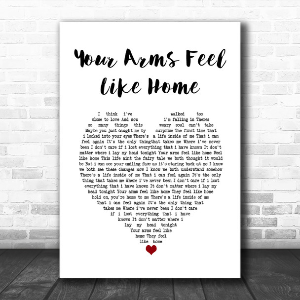 3 Doors Down Your Arms Feel Like Home White Heart Song Lyric Wall Art Print