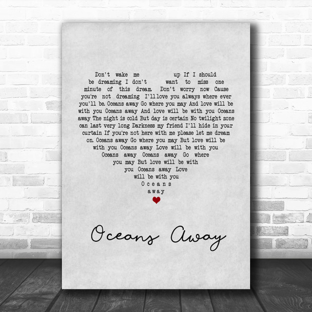 Roger Daltrey Oceans Away Grey Heart Song Lyric Music Wall Art Print