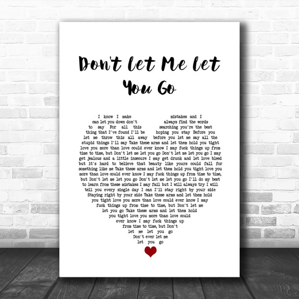 Jamie Lawson Don't Let Me Let You Go White Heart Song Lyric Wall Art Print