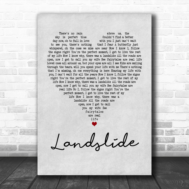 Ronan Keating Landslide Grey Heart Song Lyric Music Wall Art Print