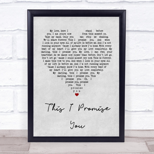 Ronan Keating This I Promise You Grey Heart Song Lyric Music Wall Art Print