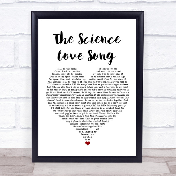 ASAP Science The Science Love Song White Heart Song Lyric Wall Art Print