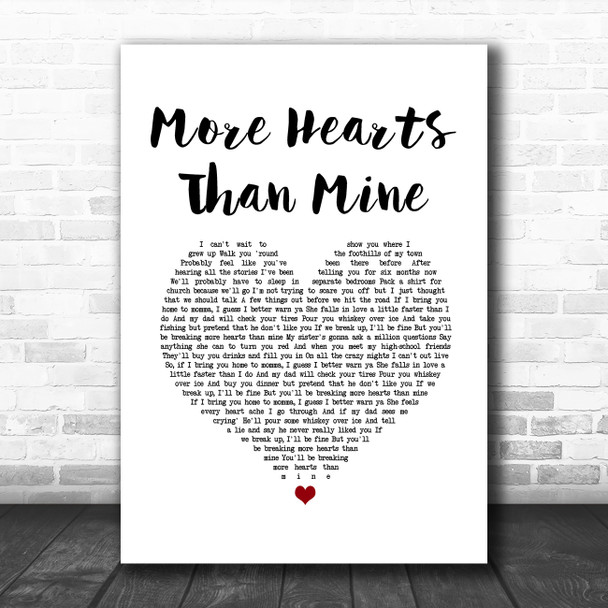 Ingrid Andress More Hearts Than Mine White Heart Song Lyric Wall Art Print