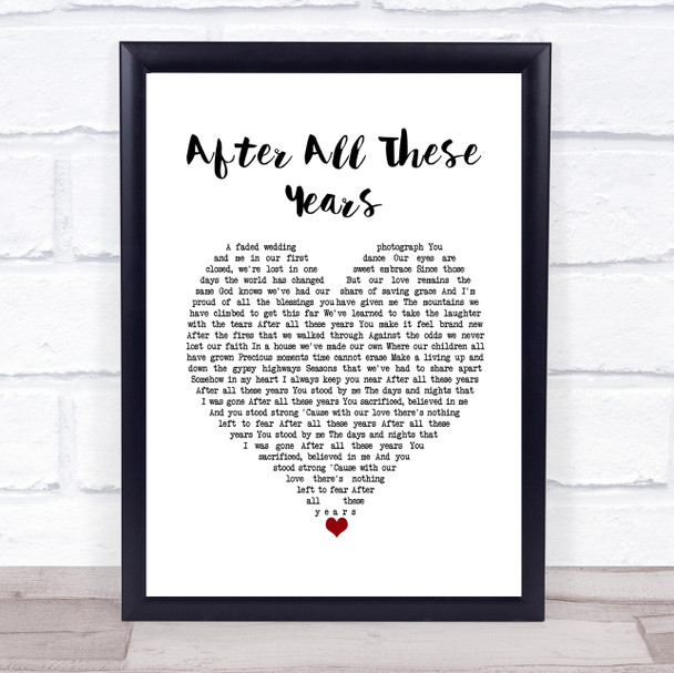 Journey After All These Years White Heart Song Lyric Wall Art Print