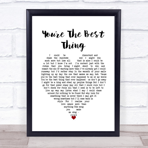 Paul Weller Youre The Best Thing White Heart Song Lyric Wall Art Print