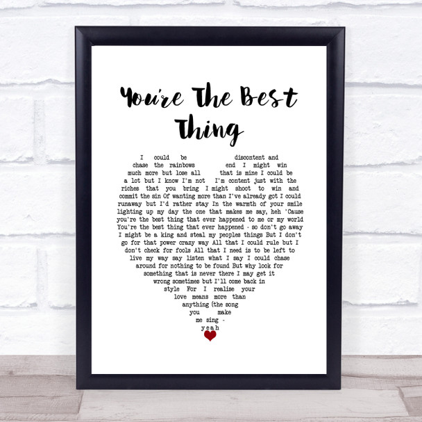 Paul Weller Youre The Best Thing White Heart Song Lyric Wall Art Print Paul Weller Youre The Best Thing White Heart Song Lyric Wall Art Print