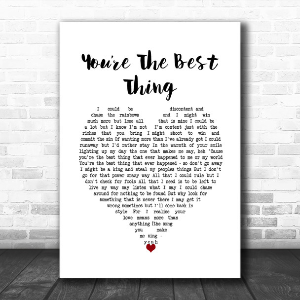 Paul Weller Youre The Best Thing White Heart Song Lyric Wall Art Print Paul Weller Youre The Best Thing White Heart Song Lyric Wall Art Print