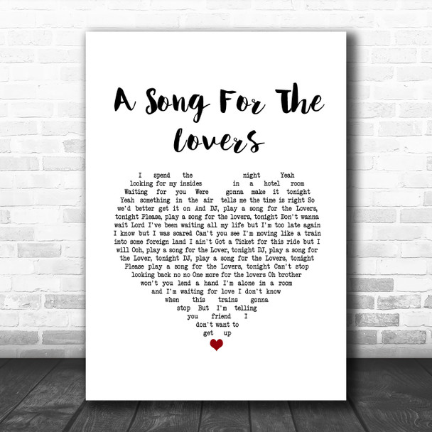 Richard Ashcroft A Song For The Lovers White Heart Song Lyric Wall Art Print