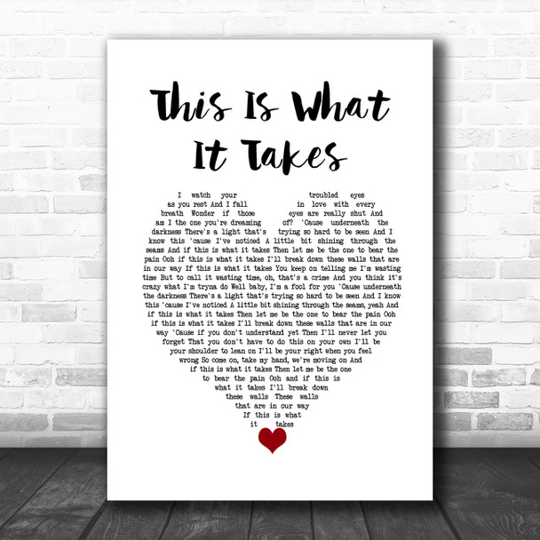 Shawn Mendes This Is What It Takes White Heart Song Lyric Wall Art Print