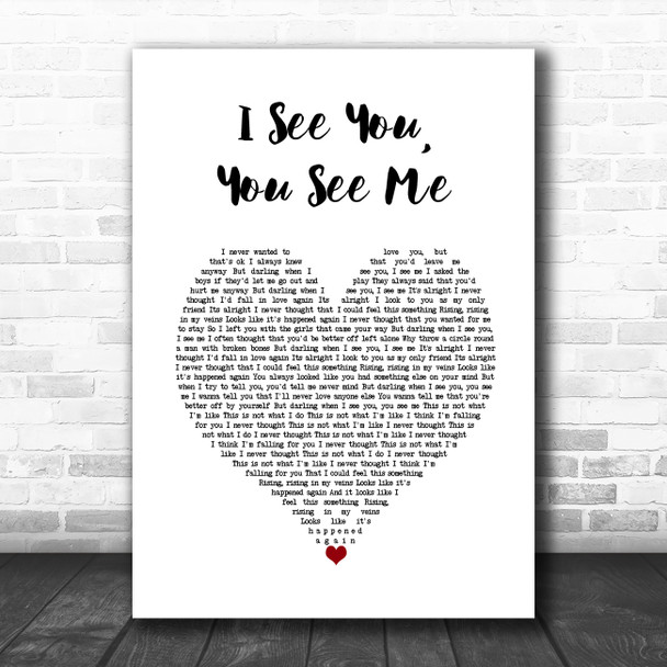 The Magic Numbers I See You, You See Me White Heart Song Lyric Wall Art Print