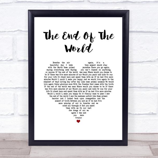 Billie Eilish The End Of The World White Heart Song Lyric Wall Art Print