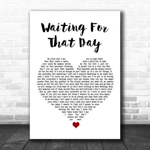 George Michael Waiting For That Day White Heart Song Lyric Wall Art Print
