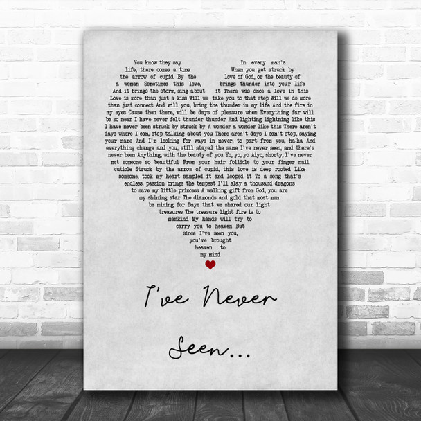 RZA feat. Xavier Naidoo I've Never Seen
 Grey Heart Song Lyric Music Wall Art Print RZA feat. Xavier Naidoo I've Never Seen
 Grey Heart Song Lyric Music Wall Art Print