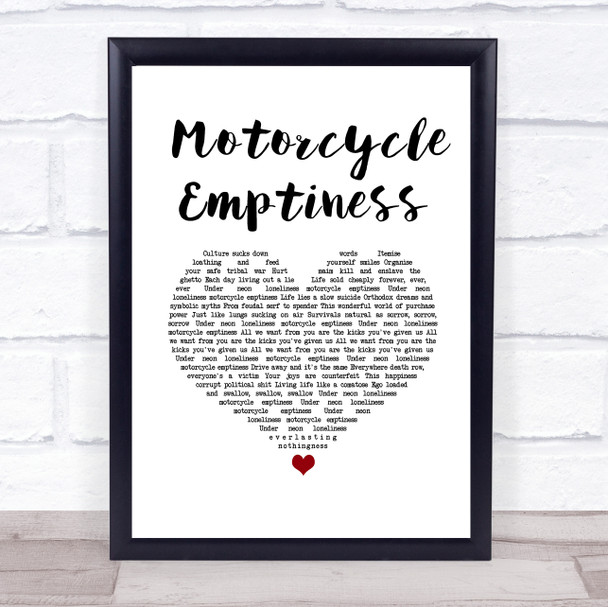 Manic Street Preachers Motorcycle Emptiness White Heart Song Lyric Wall Art Print