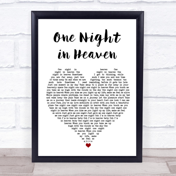 M People One Night in Heaven White Heart Song Lyric Wall Art Print