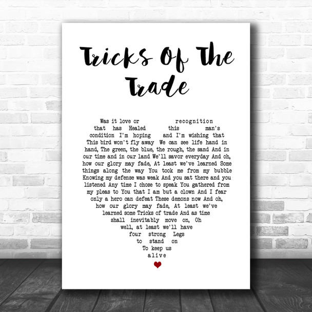 Paolo Nutini Tricks Of The Trade White Heart Song Lyric Wall Art Print