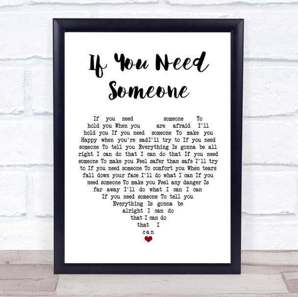 The Field Mice If You Need Someone White Heart Song Lyric Wall Art Print