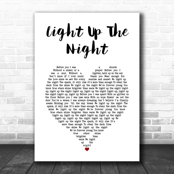 Boyzone Light Up The Night White Heart Song Lyric Wall Art Print