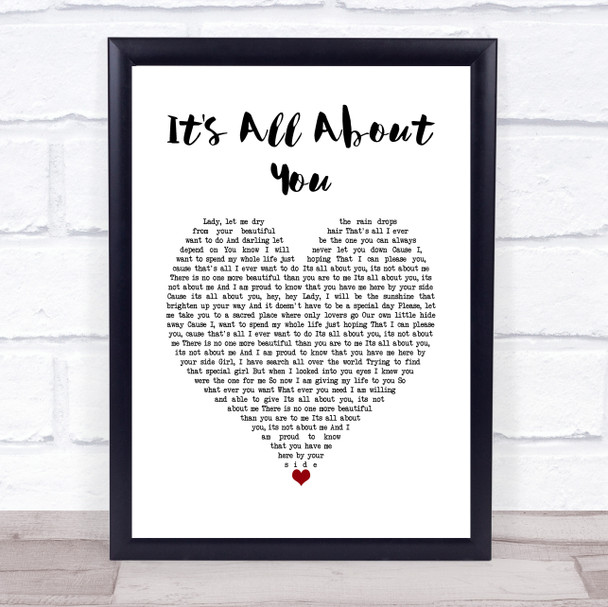 Luther Vandross It's All About You White Heart Song Lyric Wall Art Print