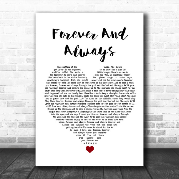Parachute Forever And Always White Heart Song Lyric Wall Art Print