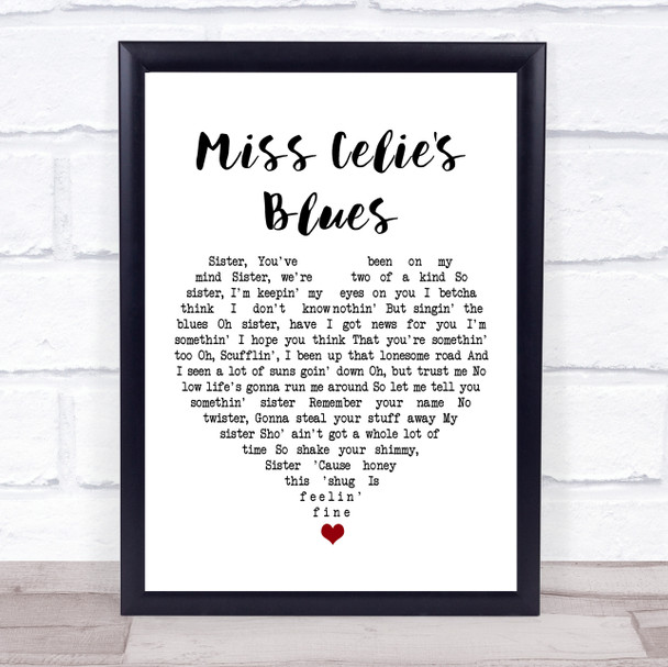 Quincy Jones Miss Celie's Blues White Heart Song Lyric Wall Art Print