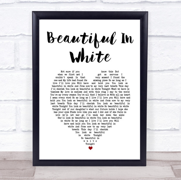 Shane Filan Beautiful In White White Heart Song Lyric Wall Art Print