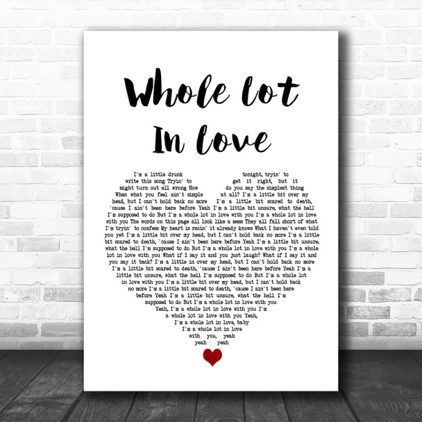 Austin Burke Whole Lot In Love White Heart Song Lyric Wall Art Print
