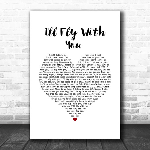 Gigi D'Agostino I'll Fly With You White Heart Song Lyric Wall Art Print