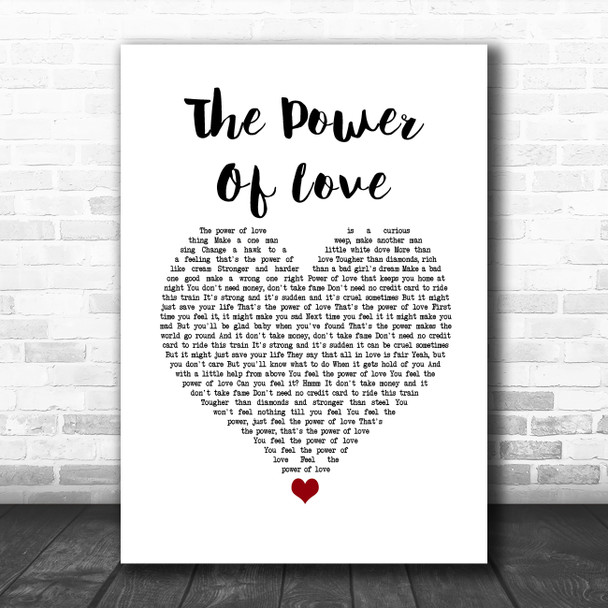 Huey Lewis & The News The Power Of Love White Heart Song Lyric Wall Art Print