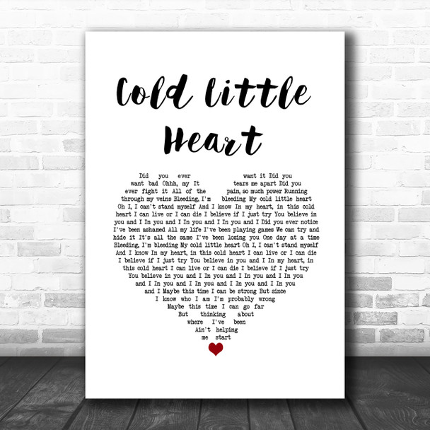 Michael Kiwanuka Cold Little Heart White Heart Song Lyric Wall Art Print