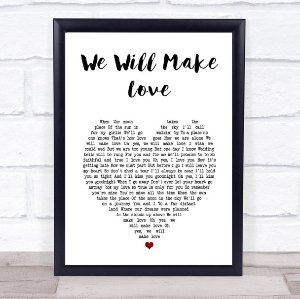 Russ Hamilton We Will Make Love White Heart Song Lyric Wall Art Print