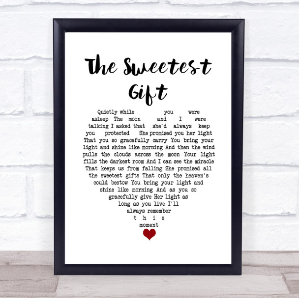 Sade The Sweetest Gift White Heart Song Lyric Wall Art Print