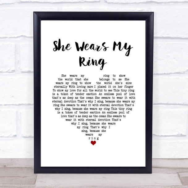 Solomon King She Wears My Ring White Heart Song Lyric Wall Art Print