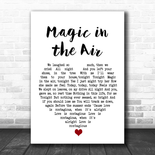 Badly Drawn Boy Magic in the Air White Heart Song Lyric Wall Art Print