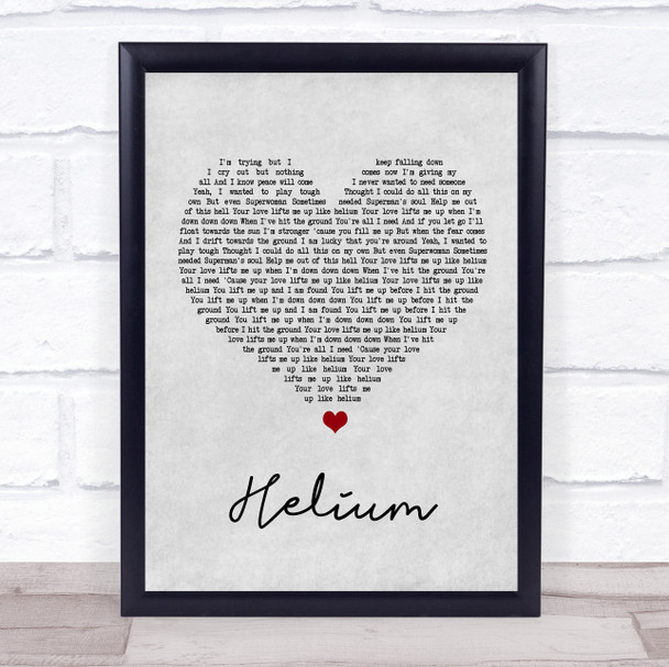 Sia Helium Grey Heart Song Lyric Music Wall Art Print