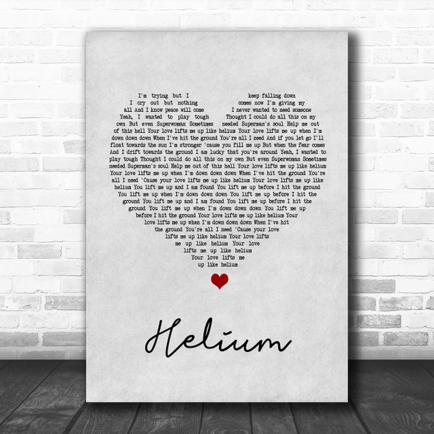 Sia Helium Grey Heart Song Lyric Music Wall Art Print