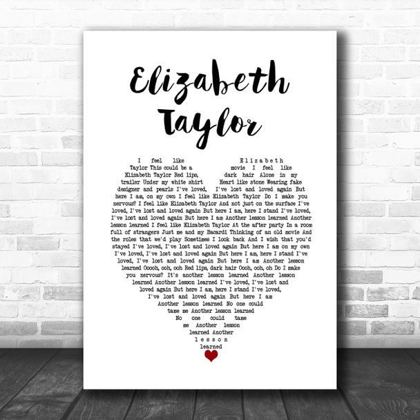 Clare Maguire Elizabeth Taylor White Heart Song Lyric Wall Art Print