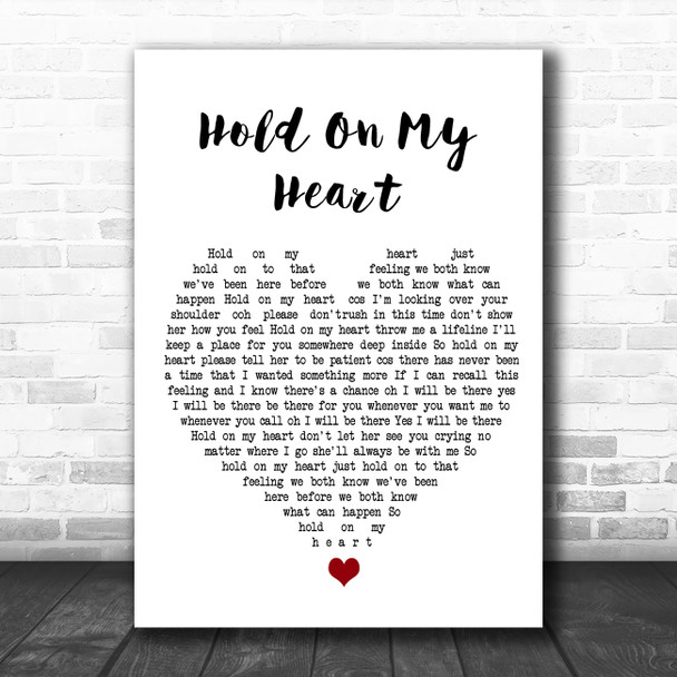 Genesis Hold On My Heart White Heart Song Lyric Wall Art Print