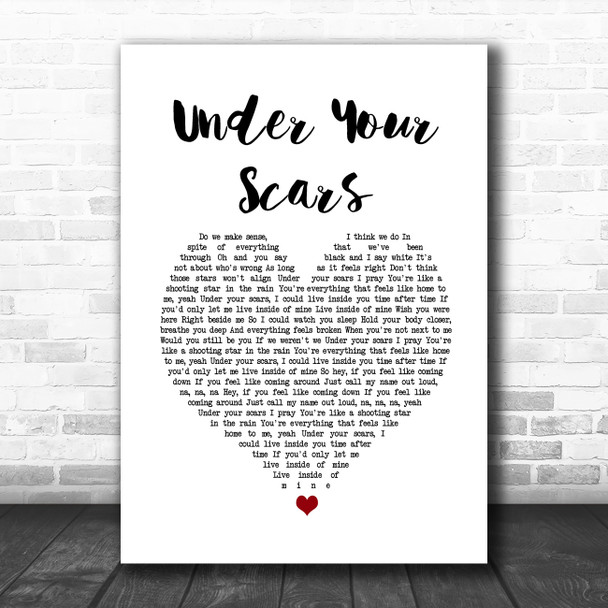 Godsmack Under Your Scars White Heart Song Lyric Wall Art Print