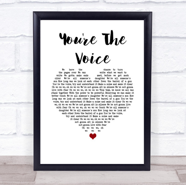 John Farnham You're The Voice White Heart Song Lyric Wall Art Print