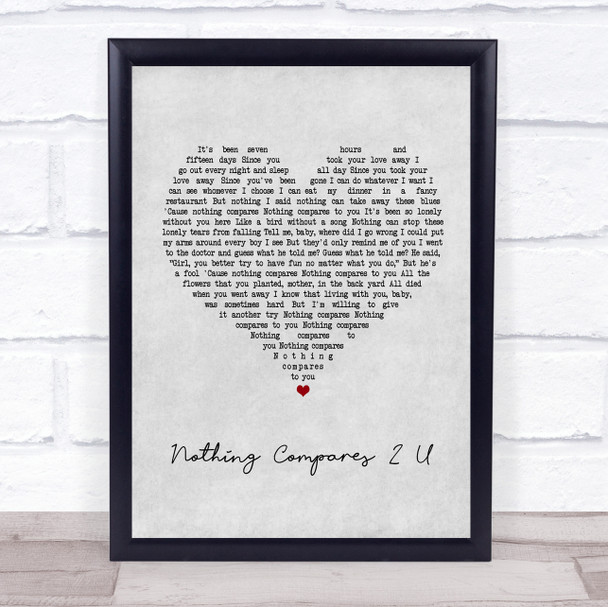 Sinead O'Connor Nothing Compares 2 U Grey Heart Song Lyric Music Wall Art Print